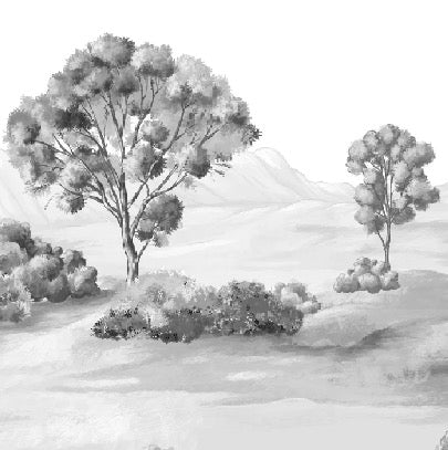 Papel pintado Paisaje poético en blanco y negro