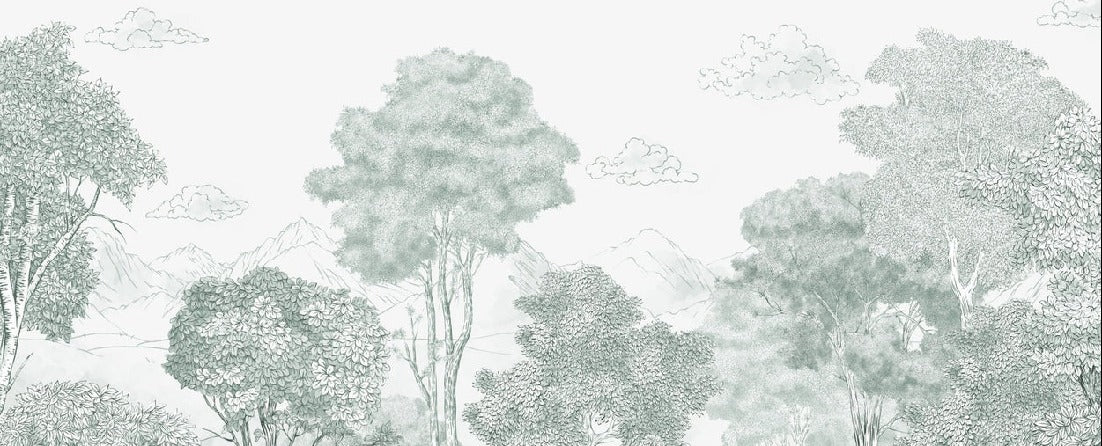 Papier peint panoramique Forêts et Monts vert