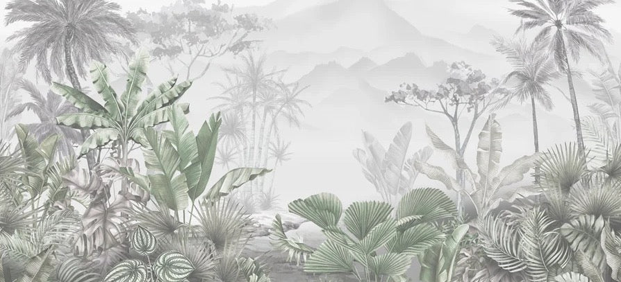 Papier peint tendance tropical vert