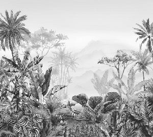Papier peint tendance tropical noir et blanc