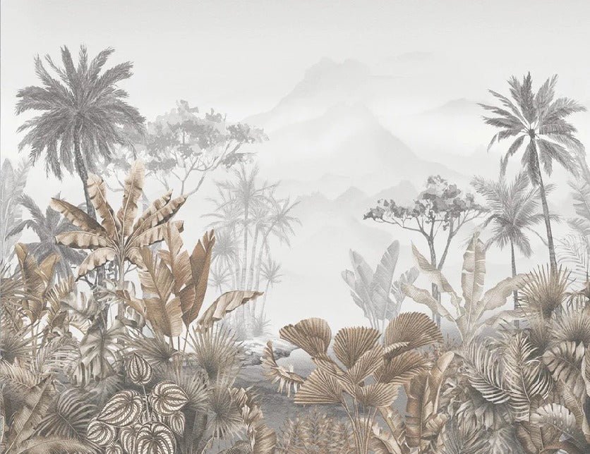 Tropical sepia restaurant wallpaper