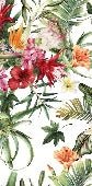 Tropische Badezimmertapete & bunte Blumen