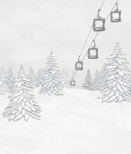 Papel pintado blanco y negro góndola montaña