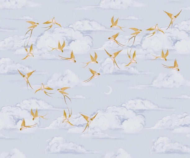 Papier peint nuage poétique oiseau or, XXL, tendance