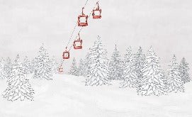 Carta da parati rossa per gondola di montagna