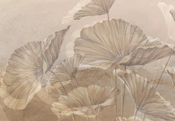 Papier peint panoramique lotus sepia