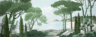 Papier peint balade dans les calanques vert, XXL, tendance