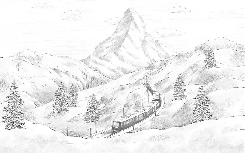 Carta da parati panoramica del Cervino in bianco e nero