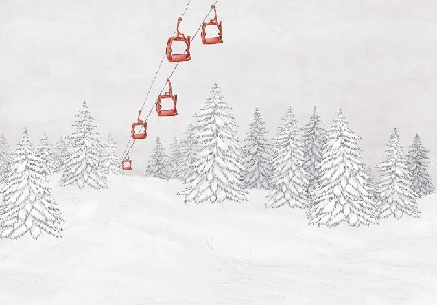 Papel pintado góndola roja montaña