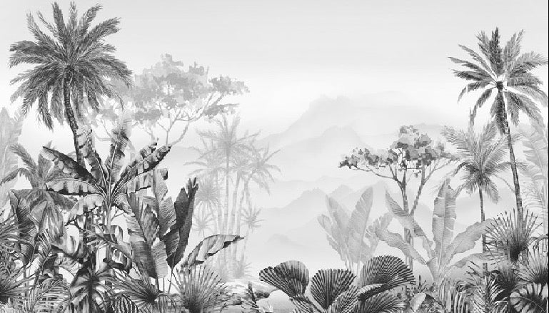 Papier peint tendance tropical noir et blanc