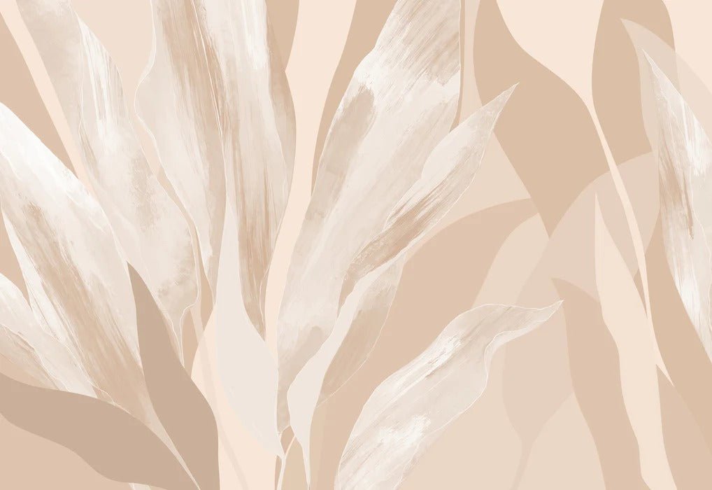Carta da parati in tessuto floreale beige
