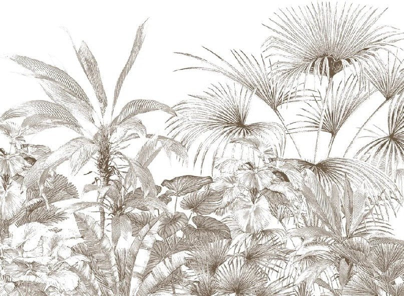 Papier peint tropical gravure monochrome, XXL, tendance