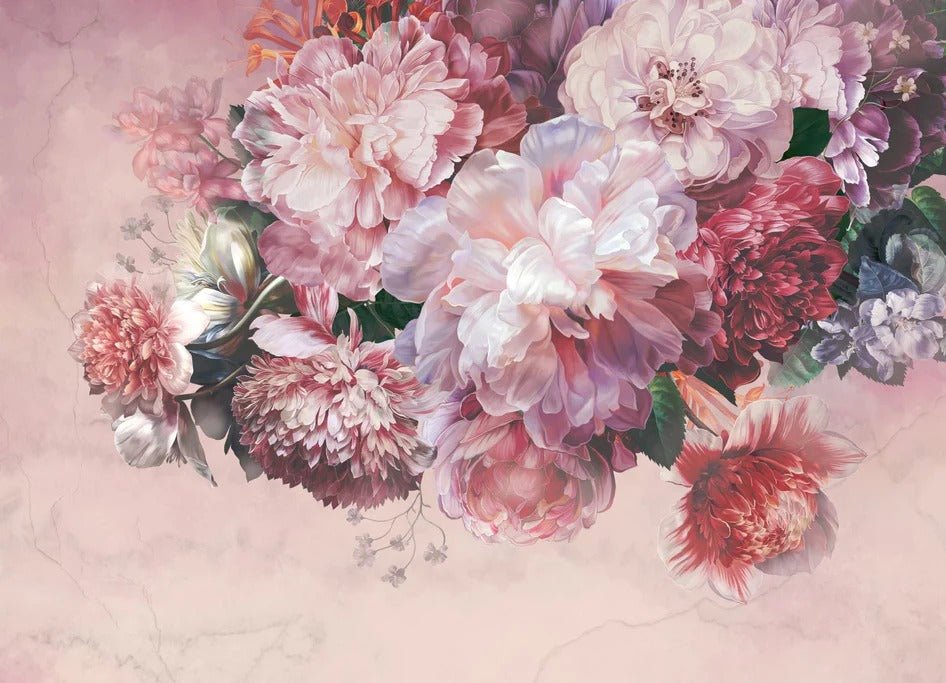 Papier peint panoramique pivoines rosé