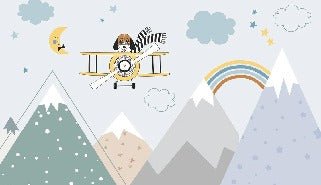 Papel pintado infantil azul de montaña escandinavo