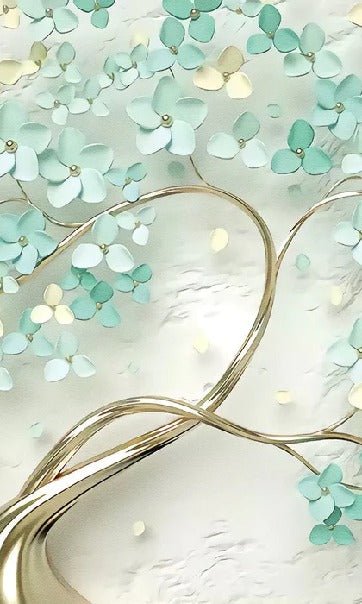 Papier peint Tree 3D Vert Gold, mural concept, tendance