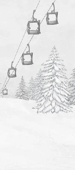 Carta da parati in bianco e nero per gondola di montagna