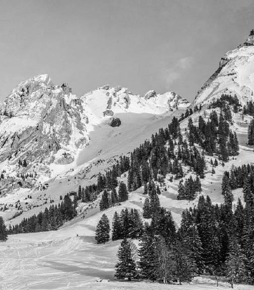 Panoramic alpine chalet wallpaper