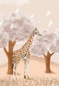 Carta da parati per la cameretta dei bambini Giraffa nella savana