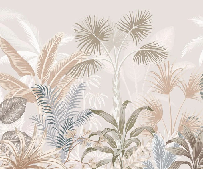 Papier peint salle de bain jungle terracotta