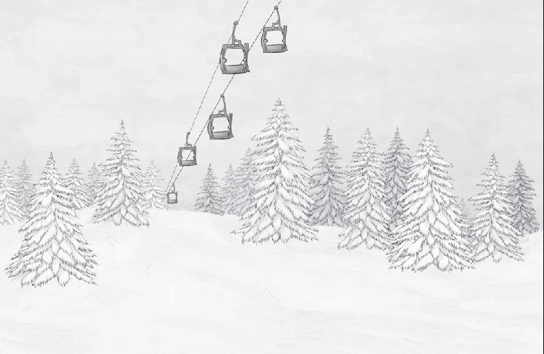 Papel pintado blanco y negro góndola montaña