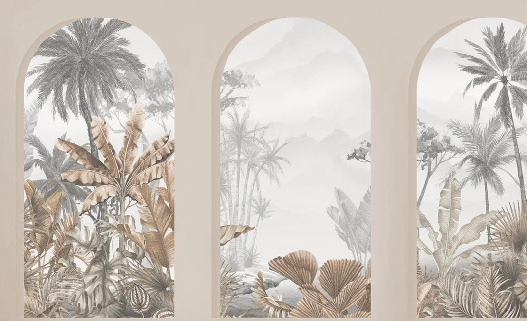 Tapete Tropical Arches Sepia