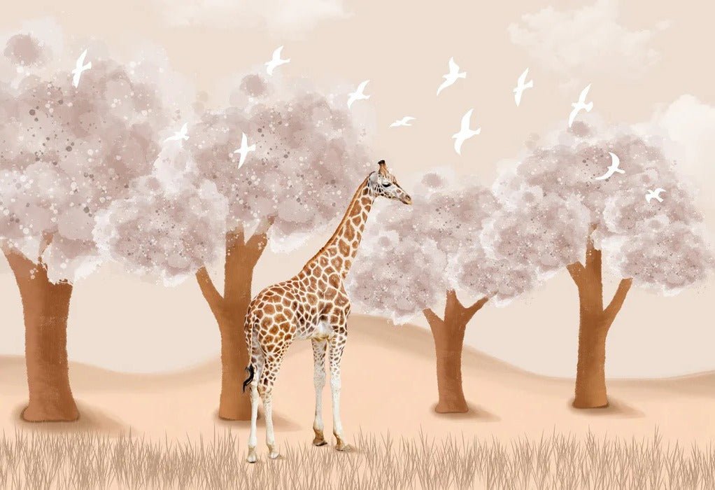 Carta da parati per la cameretta dei bambini Giraffa nella savana