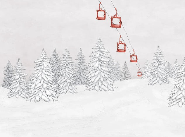 Carta da parati rossa per gondola di montagna