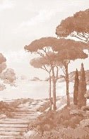 Papier peint balade dans les calanques terracotta