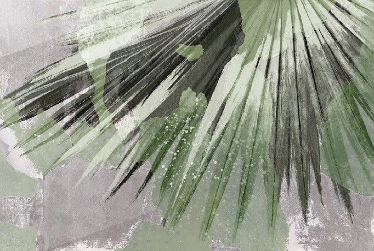 Grey palm retro panoramic wallpaper