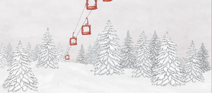 Carta da parati rossa per gondola di montagna