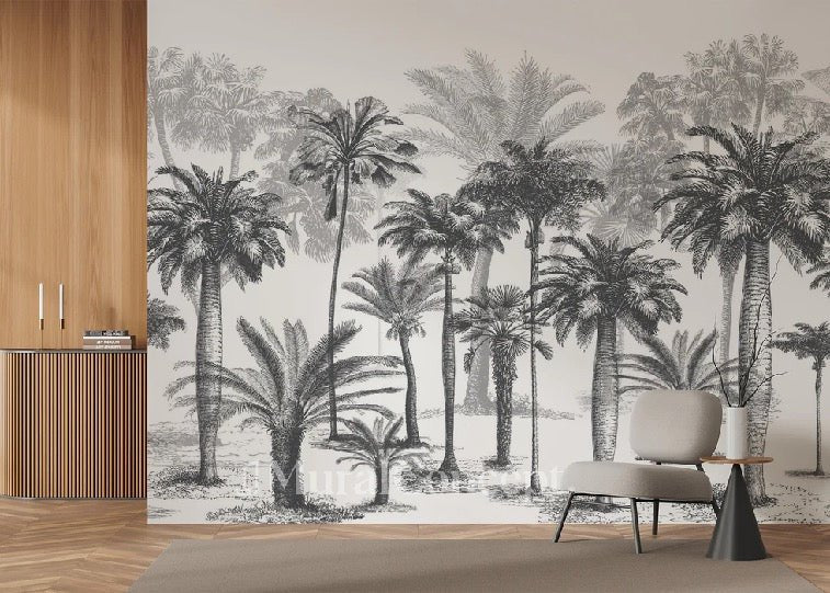 Jungle Black & White wallpaper