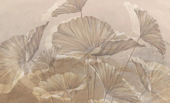Papier peint panoramique lotus sepia