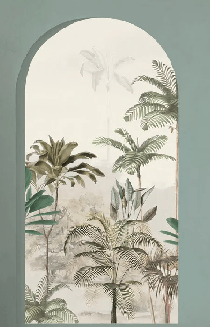 Papier peint arches luxuriantes vert