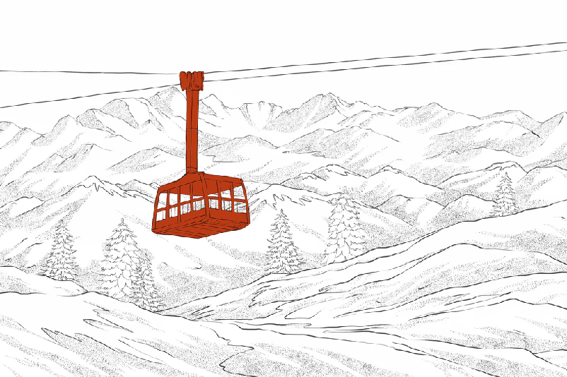 La Plagne red gondola lift wallpaper