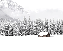Panoramic mountain chalet wallpaper