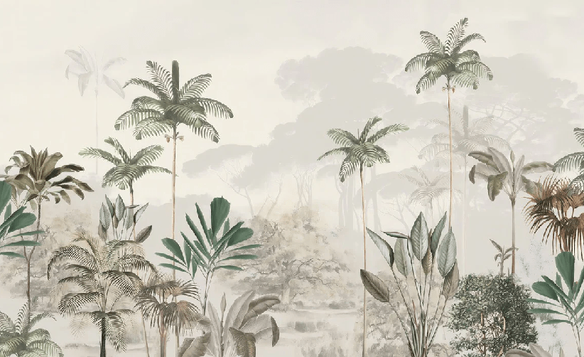 Papier peint panoramique jungle eden vert - Muralconcept