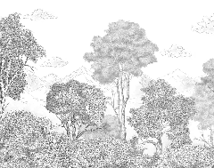 Papier peint panoramique Forêts et Monts Crayonnés - Muralconcept