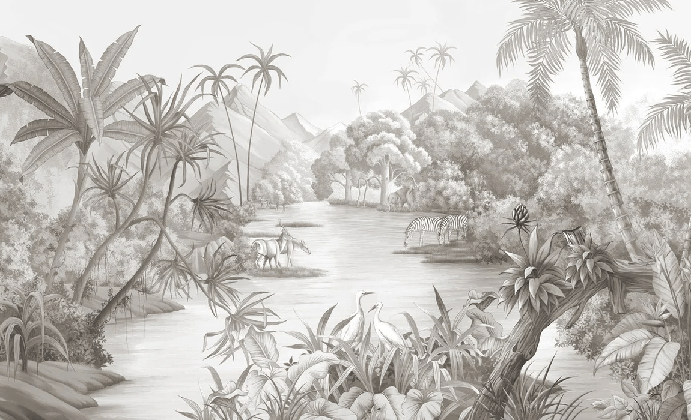 Papier peint panoramique jungle pittoresque