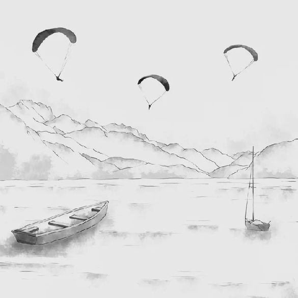 Papier peint Annecy - cimes & art en monochrome