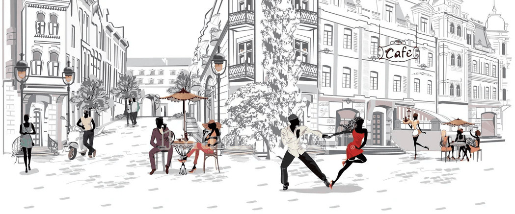 Papier peint restaurant balade parisienne - Muralconcept