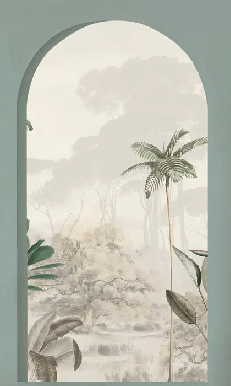 Papier peint arches luxuriantes vert