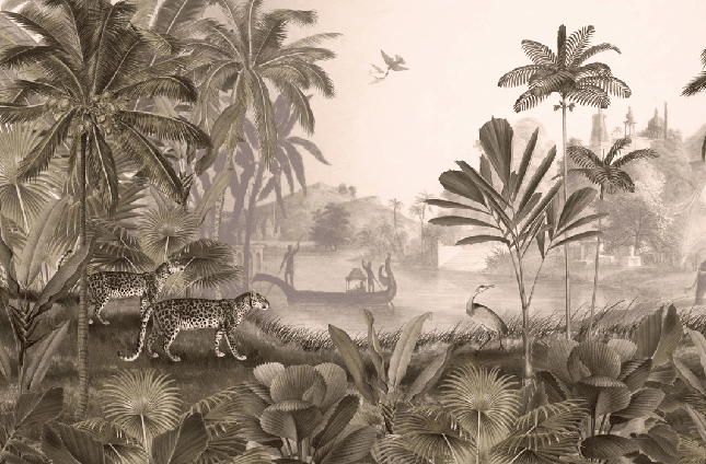 Papier peint jungle haven léopard - Muralconcept