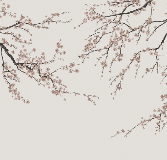 Papier peint panoramique Sakura beige - Muralconcept