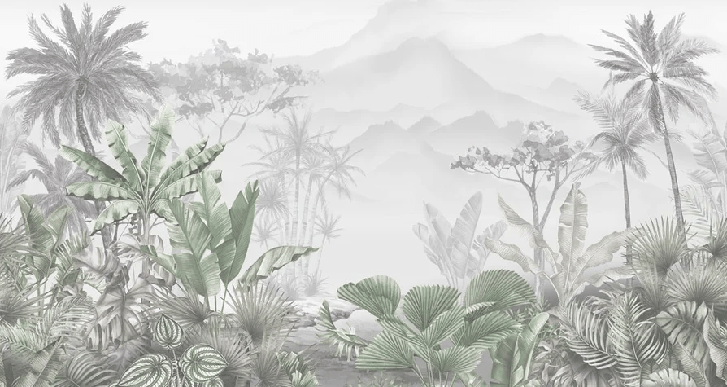 Papier peint tendance tropical vert