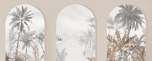 Papier peint arches tropicales sépia