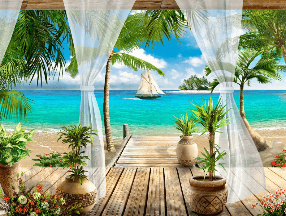 Papier peint Windows Sea - Muralconcept