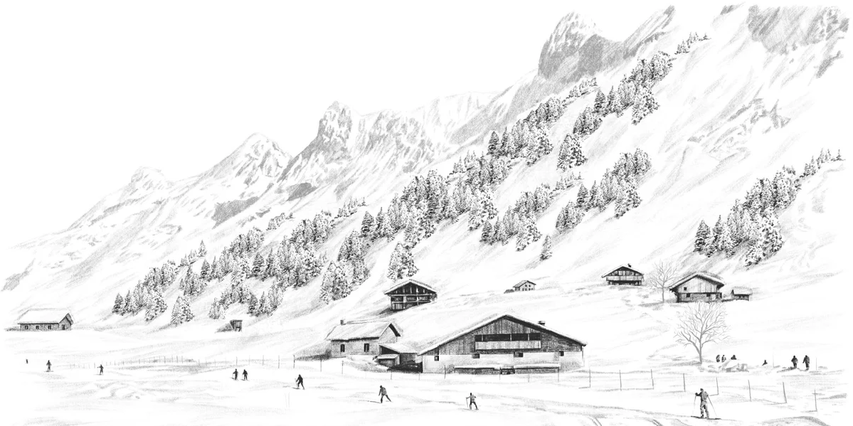 Papier peint Clusaz ski fond montagne Confins, XXL, tendance