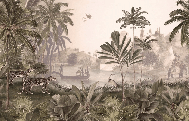 Papier peint jungle haven léopard - Muralconcept