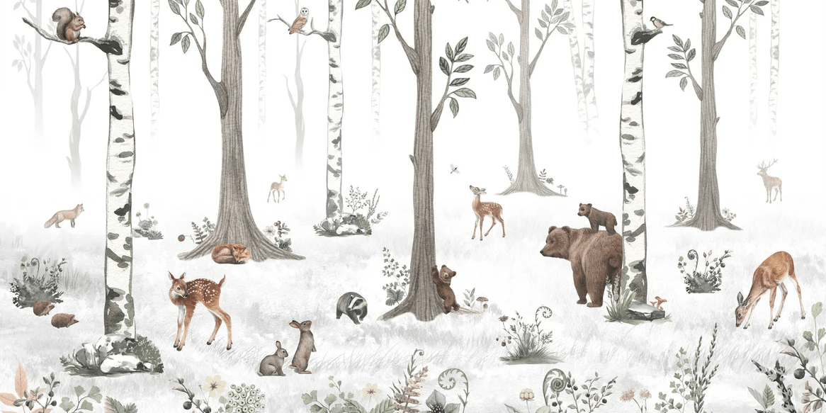 Papier peint animaux printemps forêt - Muralconcept