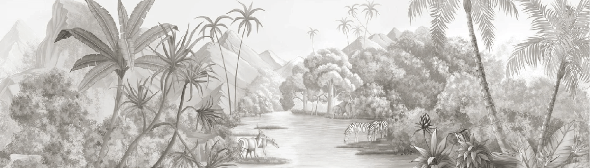 Papier peint restaurant jungle pittoresque - Muralconcept
